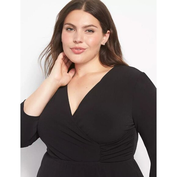 Lane Bryant Black 3/4-Sleeve Fit & Flare Dress w/Pockets Size 22/24 3X Plus Size - Picture 3 of 9